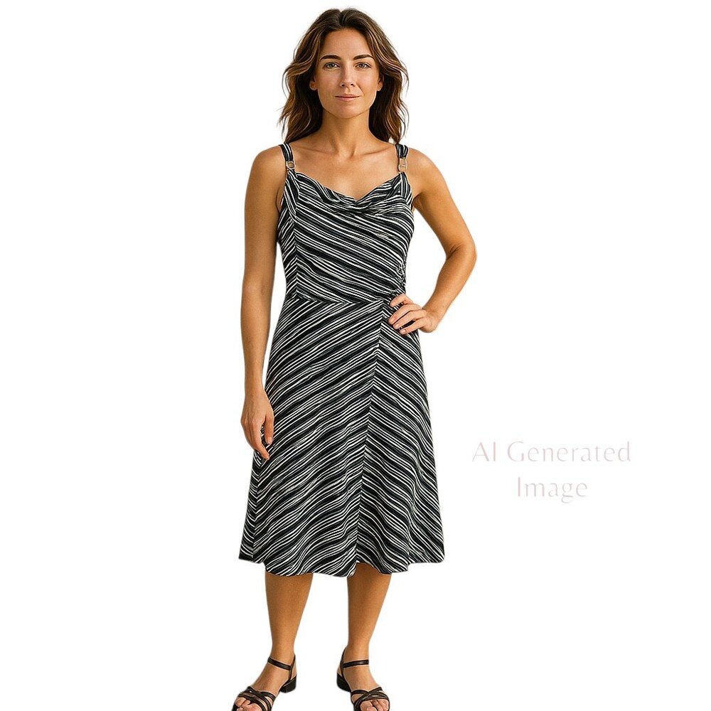 Calvin Klein Jersey Knit Striped Maxi Dress Size S